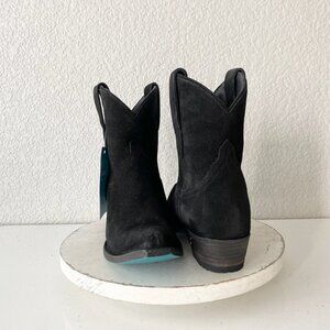 Lane EMMA JANE Cowboy Bootie Womens Size 8.5 Western Black Suede Short Boots